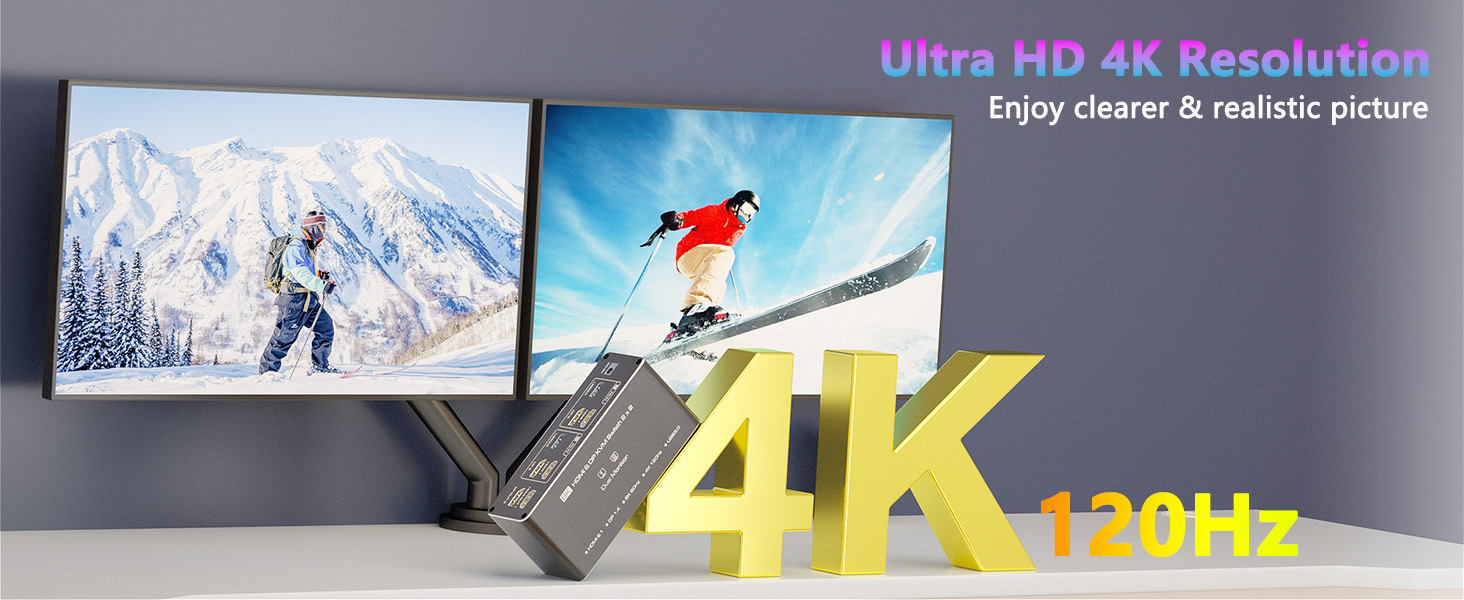 KVM Switch 2 Monitors 2 Computers, 8K@60Hz HDMI + Displayport KVM Switch