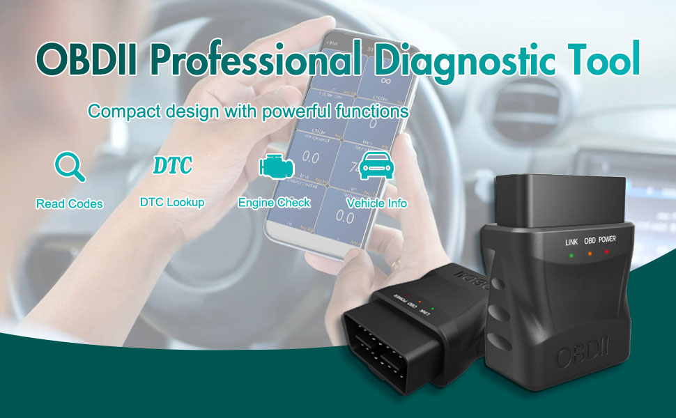 Bluetooth 4.0 OBD II Scanner for iOS & Android, Car Check Engine Light  Diagnostic Code Reader Scan Tool for Universal OBD2 Vehicles 