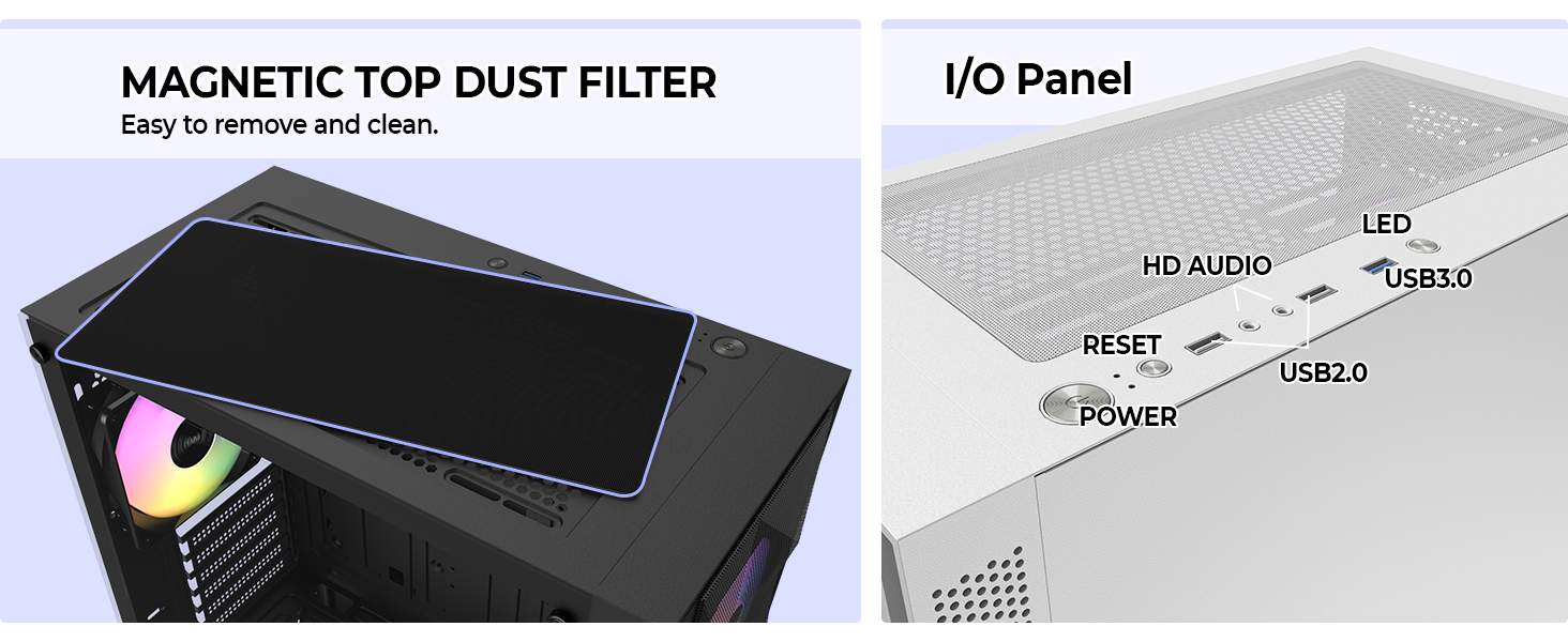 Mesh Front Panel,4xARGB Fans,Tempered Glass,and support ATX/M-ATX/Mini-ITX,305mm GPU
