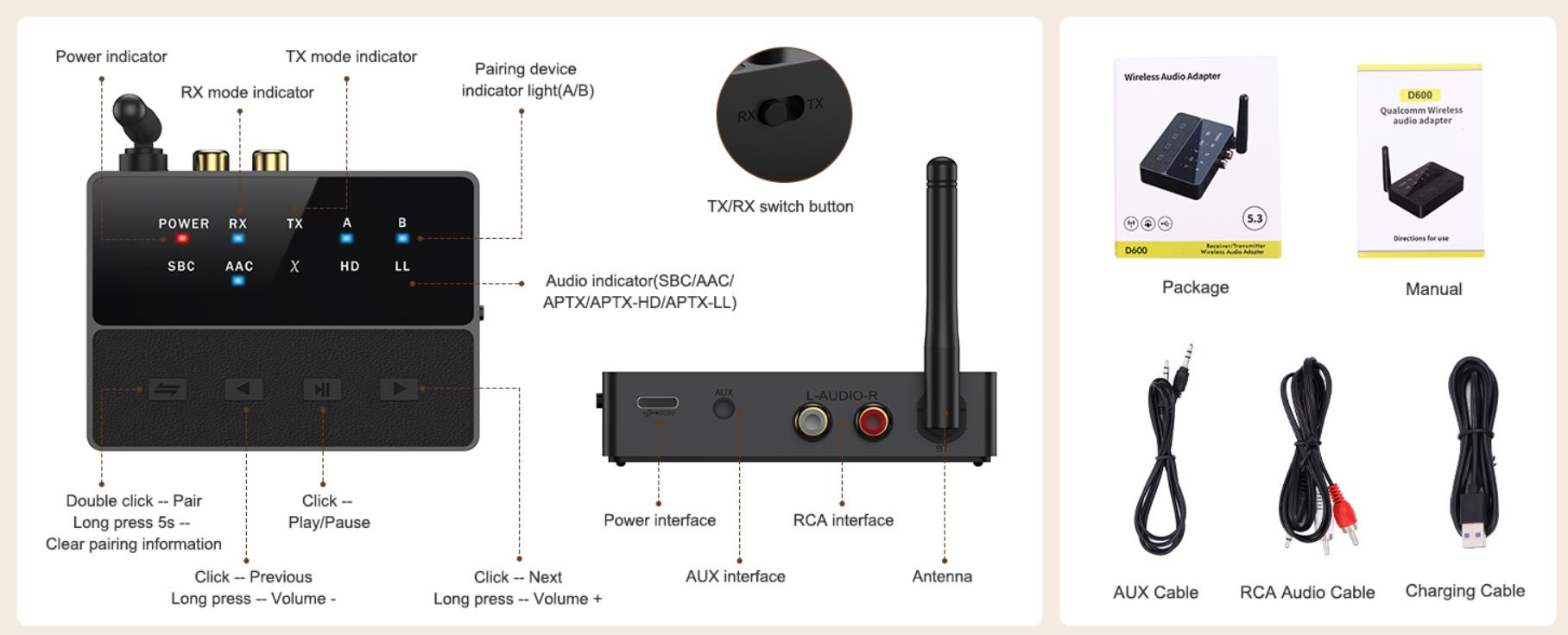 It needs to be pluged in. It doesn't include the adapter.