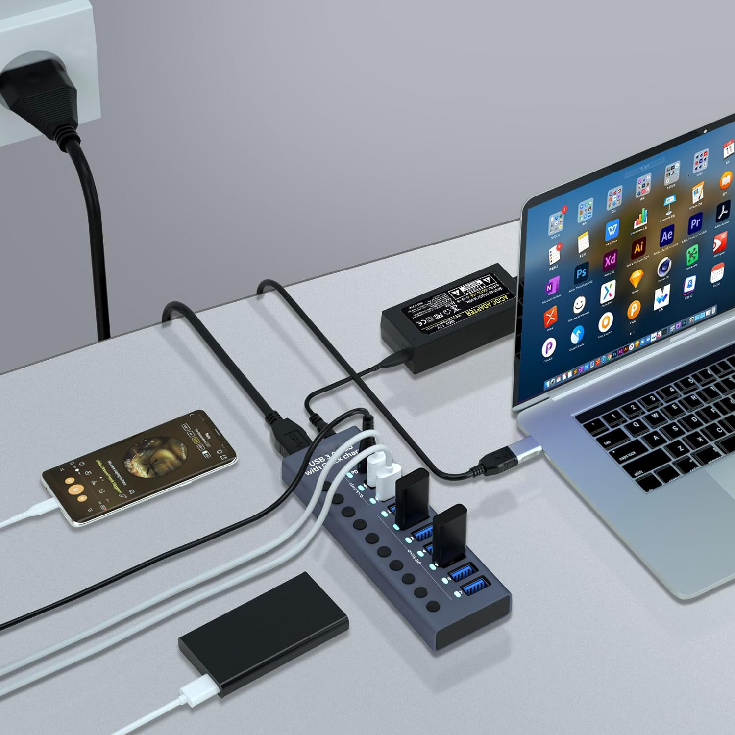 10-Port USB 3.0 Hub