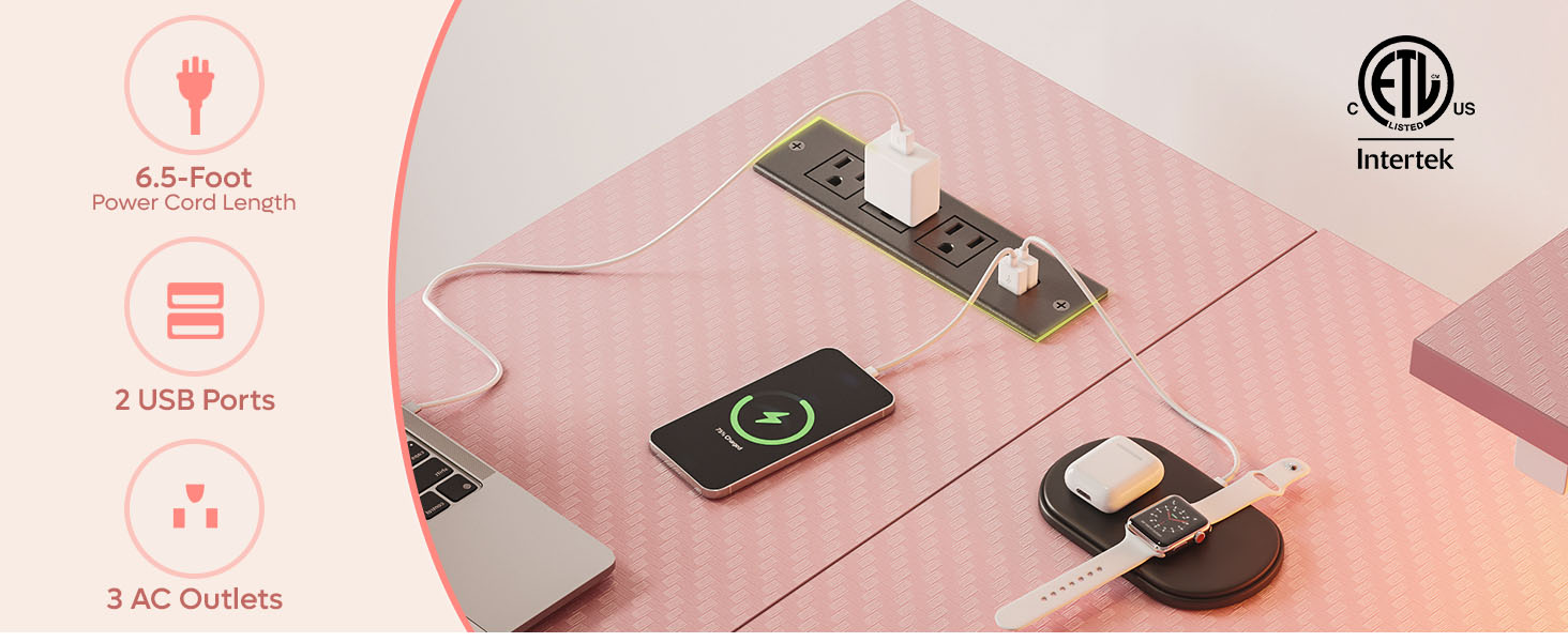 Gaming Desk with Power Outlets