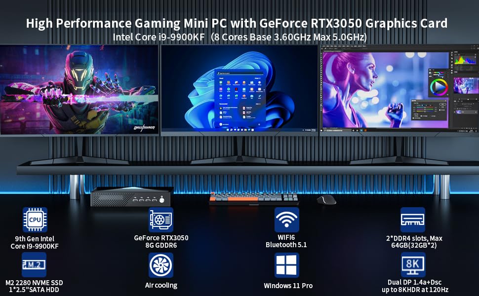 Mini PC Gamer avec processeur Intel i9-9900kf i7 9700KF, carte graphique  GeForce RTX2060, 6 go