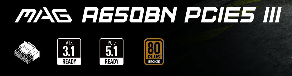  MSI MAG A650BN PCIE5 Non-Modular Compact Gaming 650W Power Supply