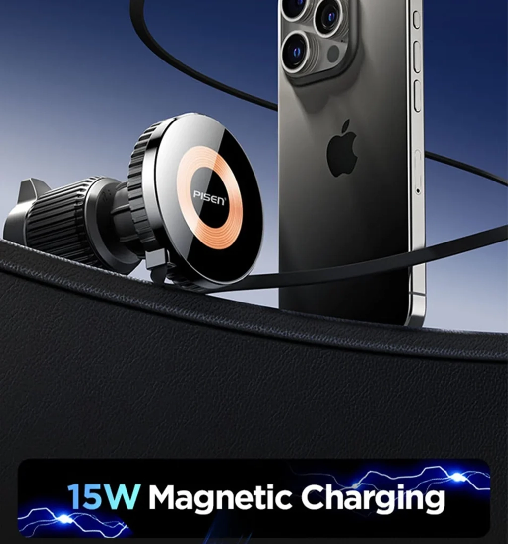 Pisen TP-C85 Mag Depot Telescopic 15W Wireless Car Mount Charger