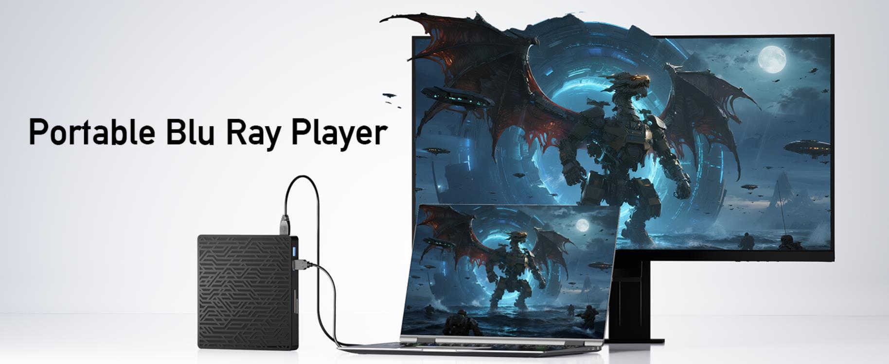 5 in 1 External Blu Ray Drive, External Blu Ray CD DVD Drive, USB 3.0 Type C Portable Blu Ray Burner