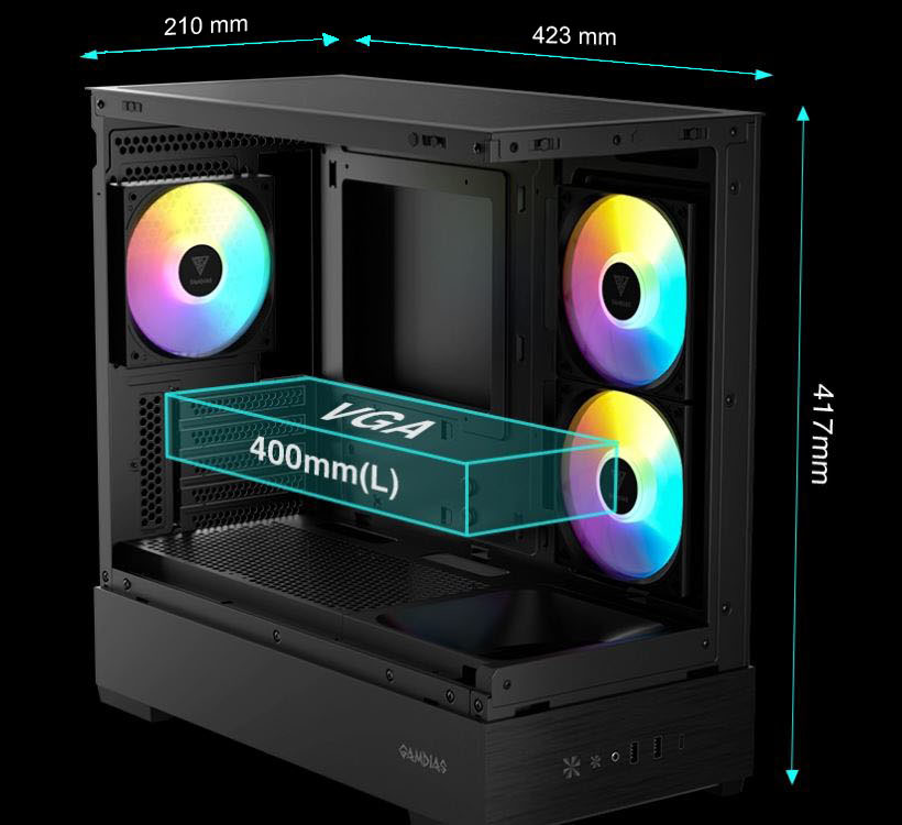 GAMDIAS ATLAS E5M GPU-Airflow Micro-ATX Case & HELIOS P1-650G 650W 80+ Gold PSU Combo Starter Kit