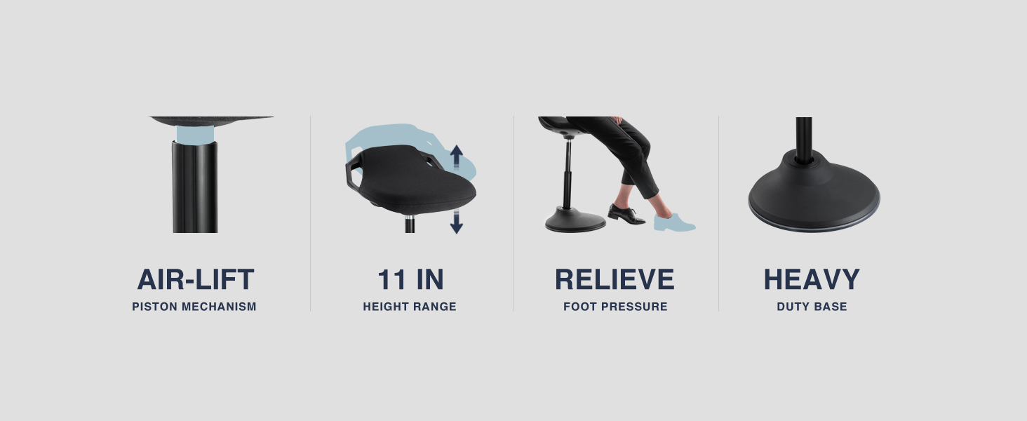 pro active wobble stool, ergonomic sit stand chair, adjustable active seating, core engagement stool