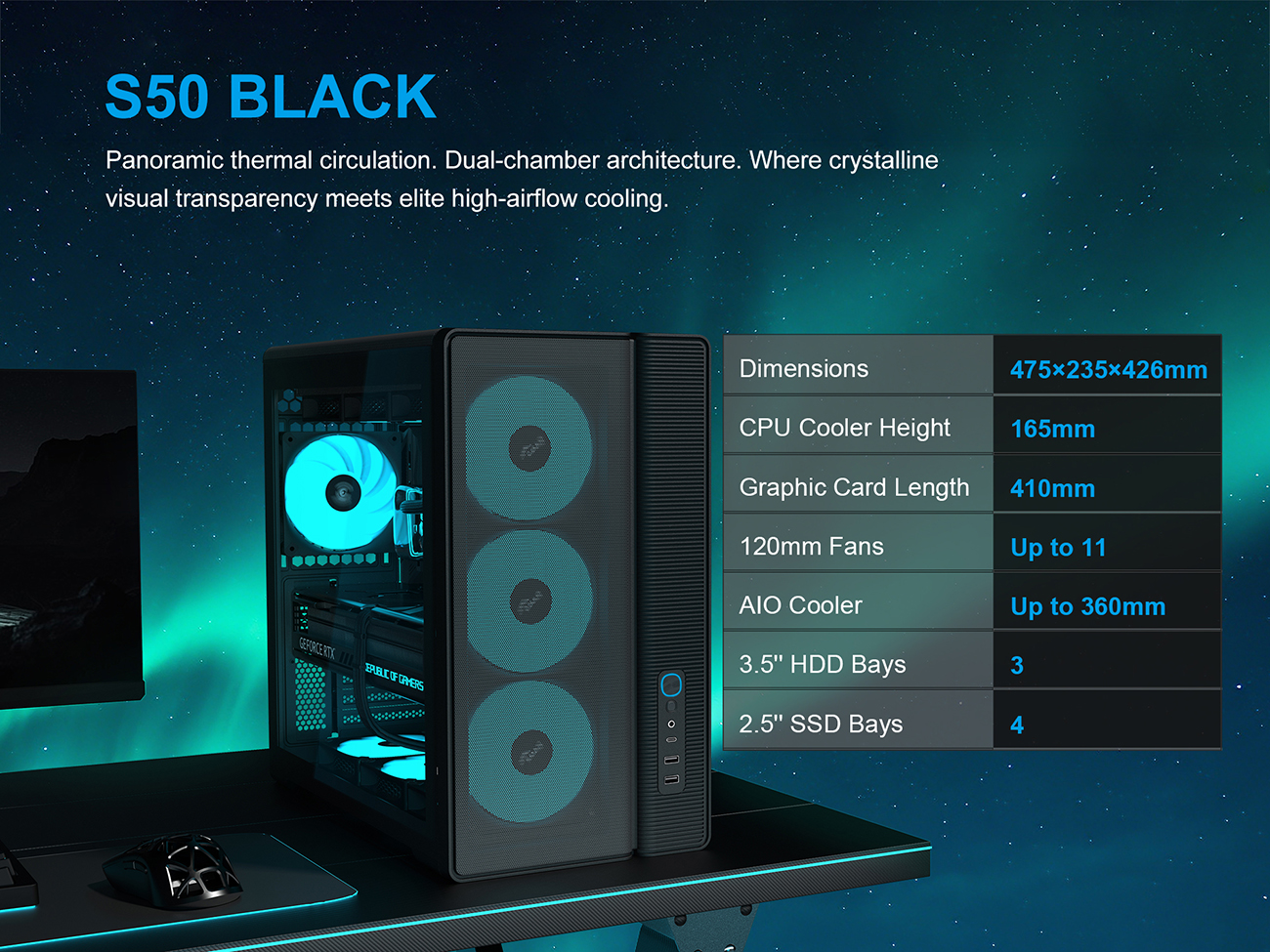 SAMA S50 ATX Mid Tower Case - Black