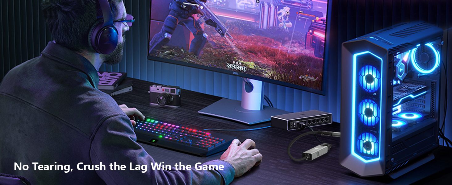 USB to Ethernet Adapter 5Gbps, Aluminum Driver Free USB-C to RJ45 5000Mbps Gigabit Ethernet LAN Netw