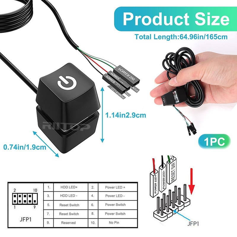 PC Power Button with extension cable