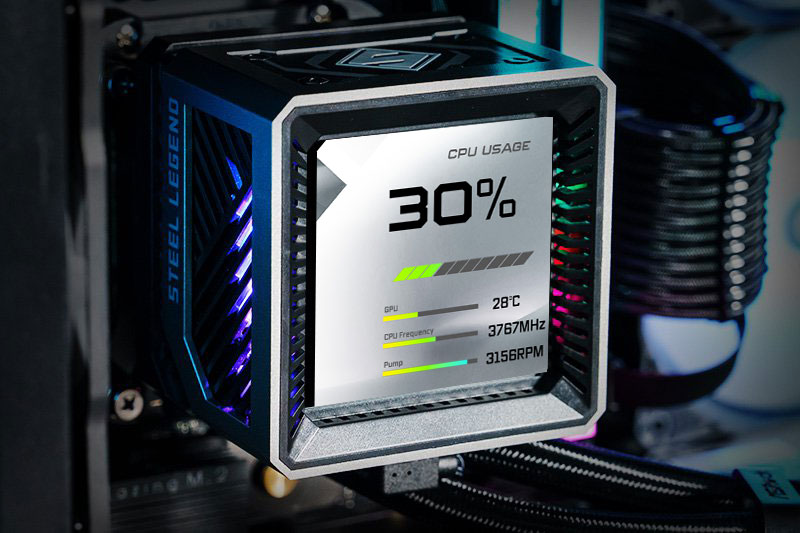 ASRock AIO Steel Legend Dark 360 LCD Liquid Cooler