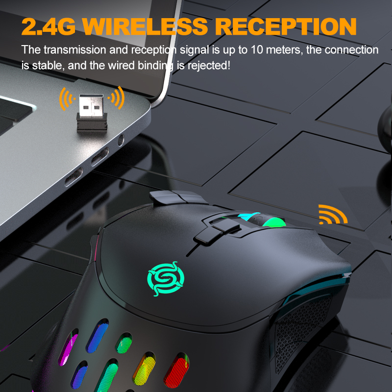 Wireless Rechargeable RGB Gaming Mouse with 7 adjustable buttons