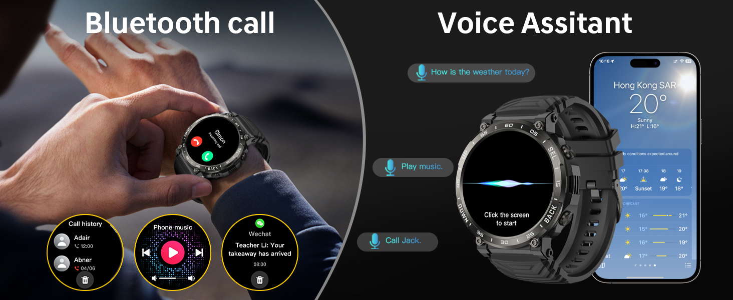 Smart Watches for Men-Bluetooth Call, 1.52" Military Smart Watch for Android iPhone
