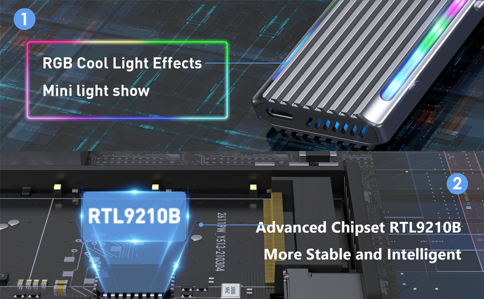 M.2 NVMe SSD Enclosure Adapter USB C 3.2 Gen 2 10Gbps M.2 NVMe to SATA Reader