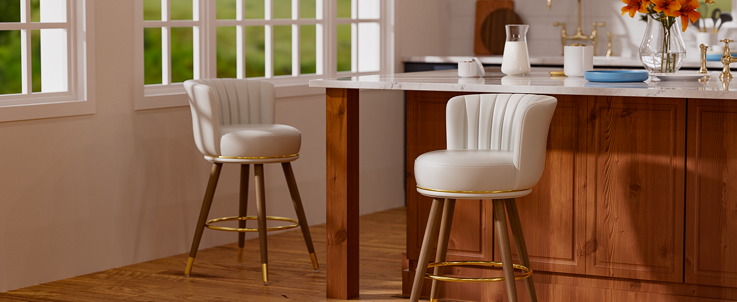 Counter Height Bar Stools Set of 2, White