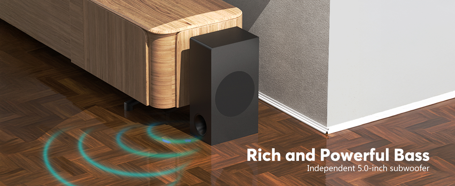 Wohome Sound Bar for Smart TV with Wired Subwoofers