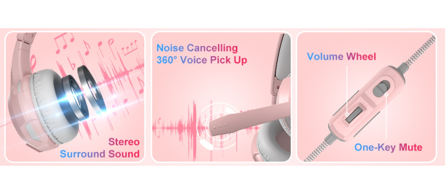 Anivia Gaming Headset, 360° Voice Pickup Mic, Stereo Sound, Inline Volume & Mute Control
