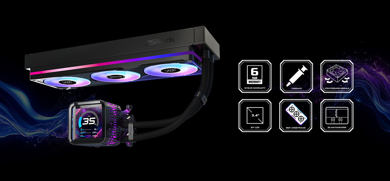 ASRock PHANTOM GAMING 360 LCD AIO Liquid Cooler