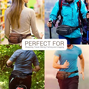 Fanny Pack Waist Bag Multifunction Genuine Leather Hip Bum Bag Travel Pouch  for Men and Women- Multiple Pockets & Sturdy Zippers Ideal for Hiking  Running And Cycling 