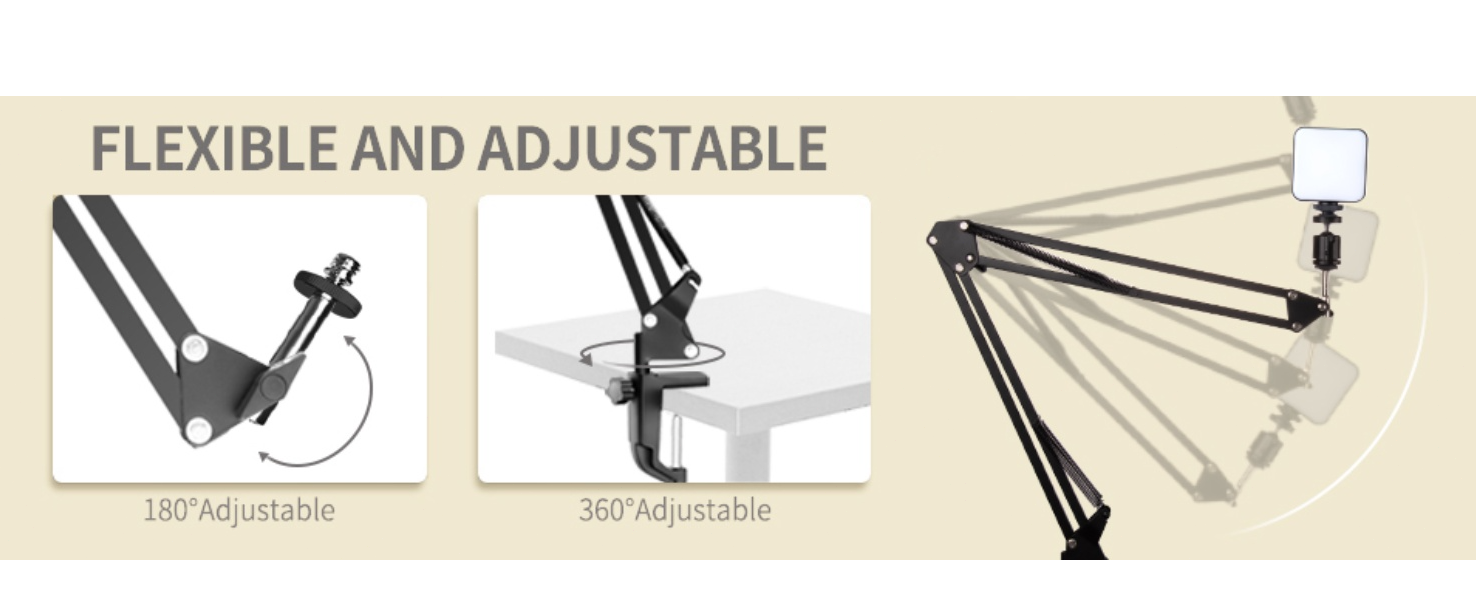 EACH scissor arm, 180° tilt, 360° rotation, desk clamp