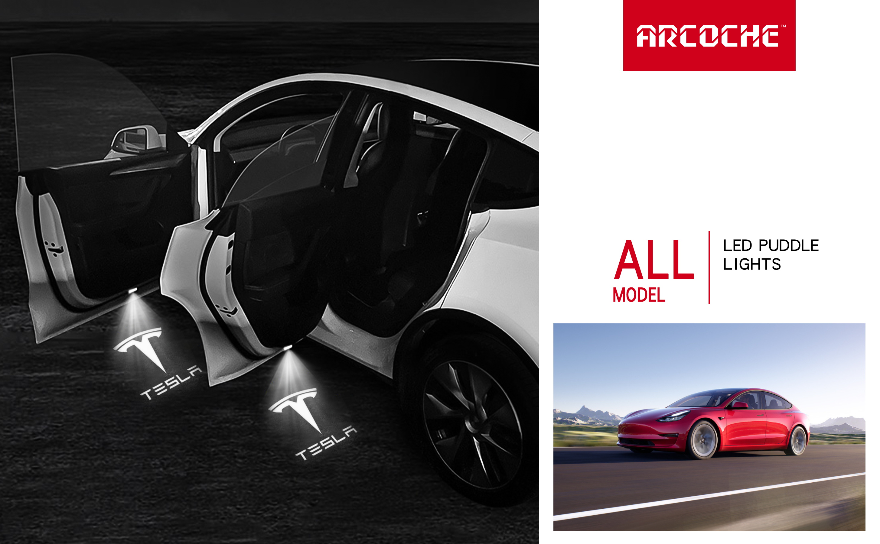 Tesla Model 3 LED Logo Projector Puddle Lights