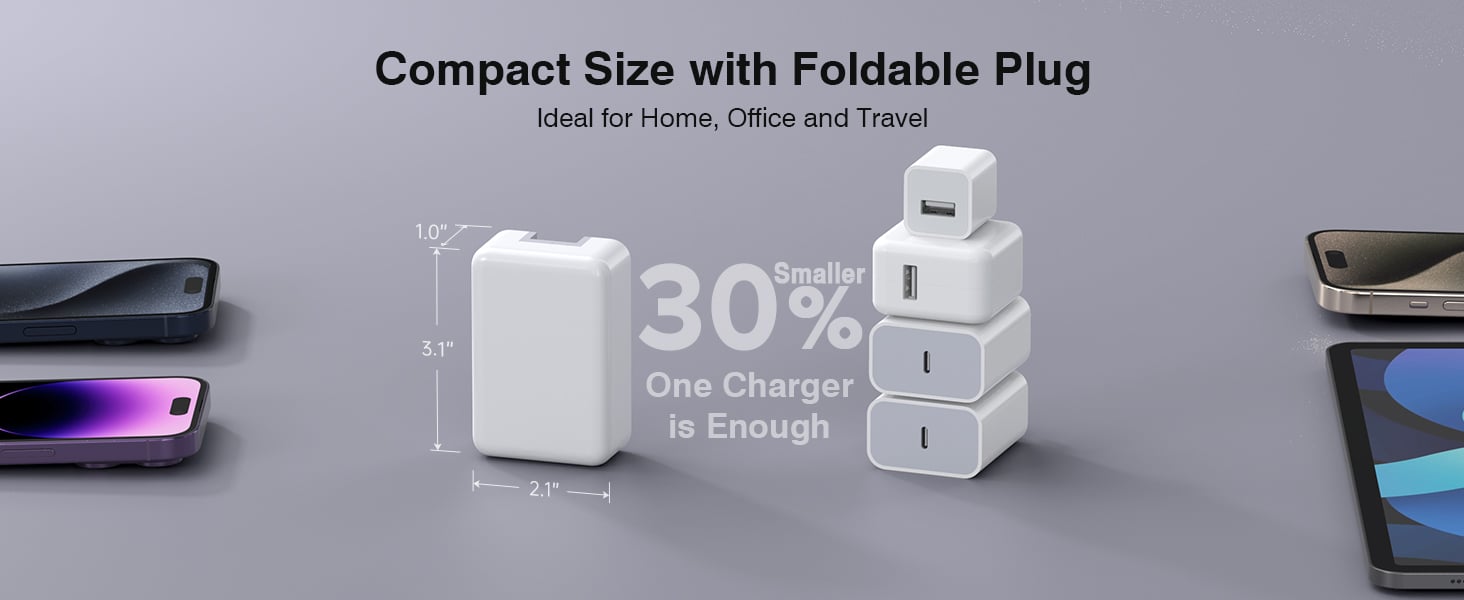 Flat USB C Fast Wall Charger [2A+2C], 2-Pack 40W 4-Port PD3.0 Slim Type C Cube Blocks