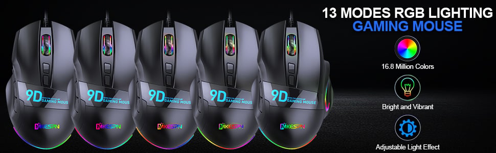  NYIEFADA Wired Gaming Mouse with Side Buttons, Programmable  Ergonomic Thumb Rest- 10000 DPI High-Precision Sensor, 10 Buttons/Shortcut  Flashing RGB Computer Mouse for PC Laptop Gaming : Video Games