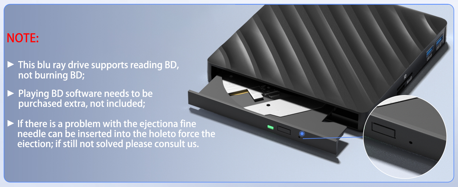 [5 in 1] External Blu Ray Drive, USB 3.0 Type-C Portable Blu-Ray Player