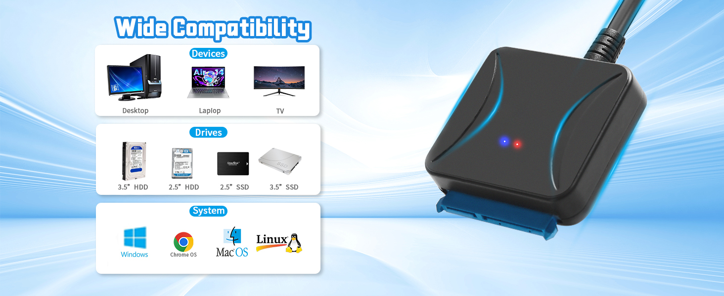 SATA to USB 3.0 Adapter, USB 3.0 to SATA III Hard Drive Adapter, SATA to USB 3.0