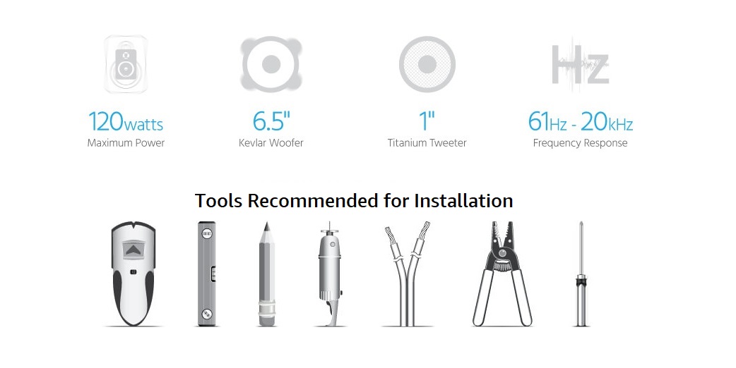 In-Wall Speakers, 6.5in Fiber 2-Way (pair)