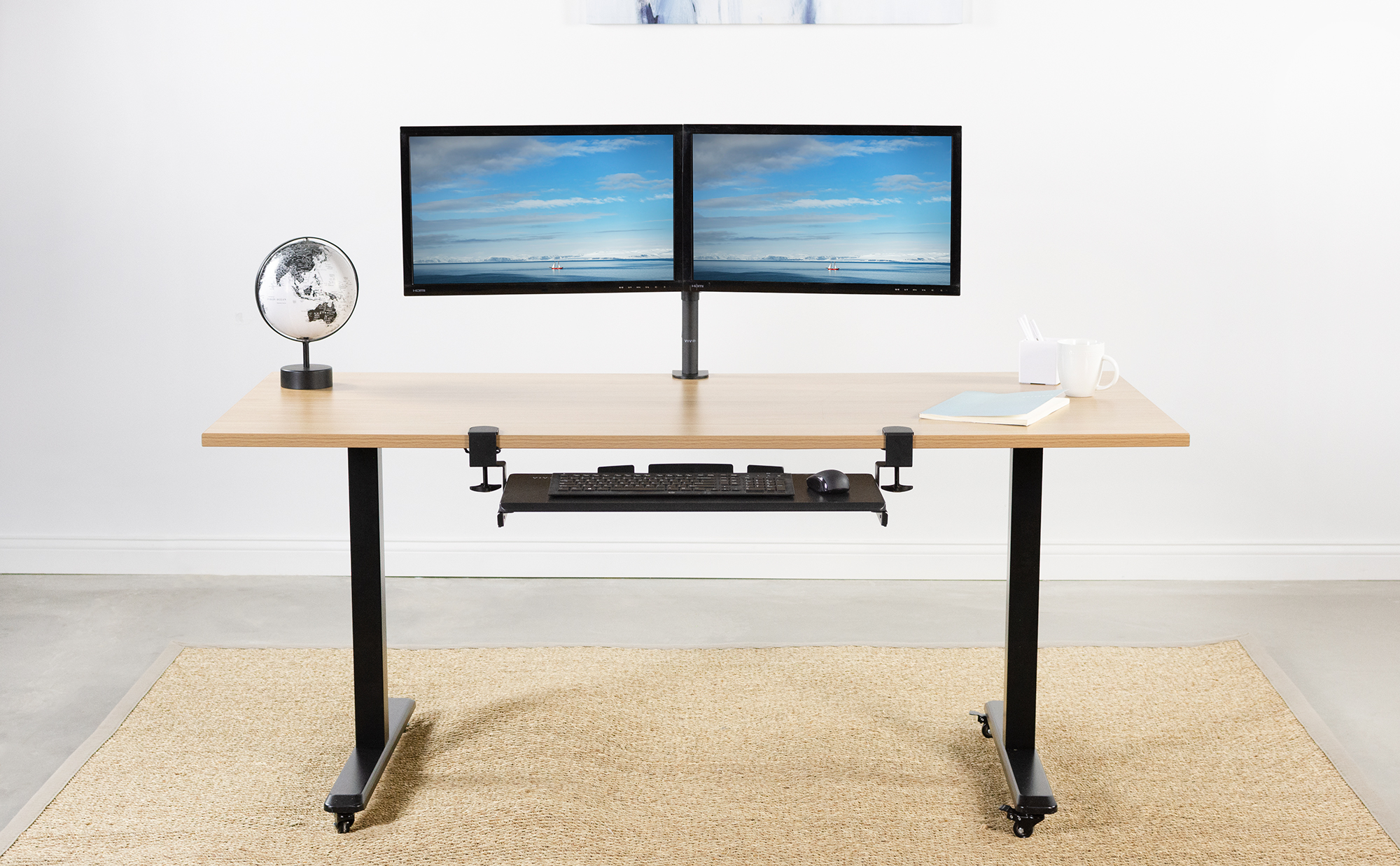 VIVO Black Dual LCD Monitor Desk Mount Stand, Heavy Duty Fully Adjustable,  Fits Screens up to 30