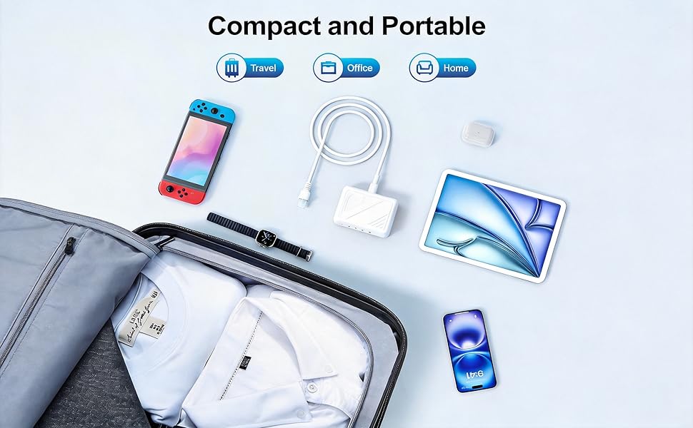 USB C Fast Charger, 120W GaN 6 Port Type C Charging Station for Multiple Devices, USB Hub Block Cube