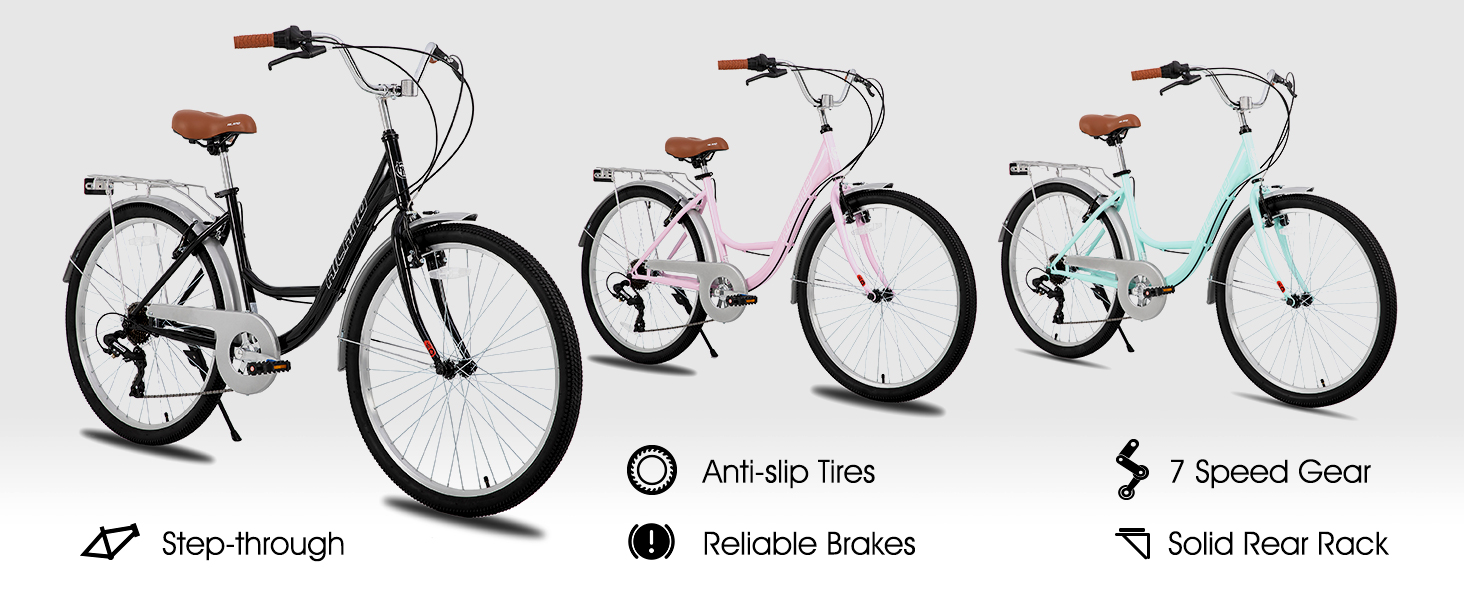 cruiser bike beach cruiser comfort bike classic bicycle retro bike 7 speed step through