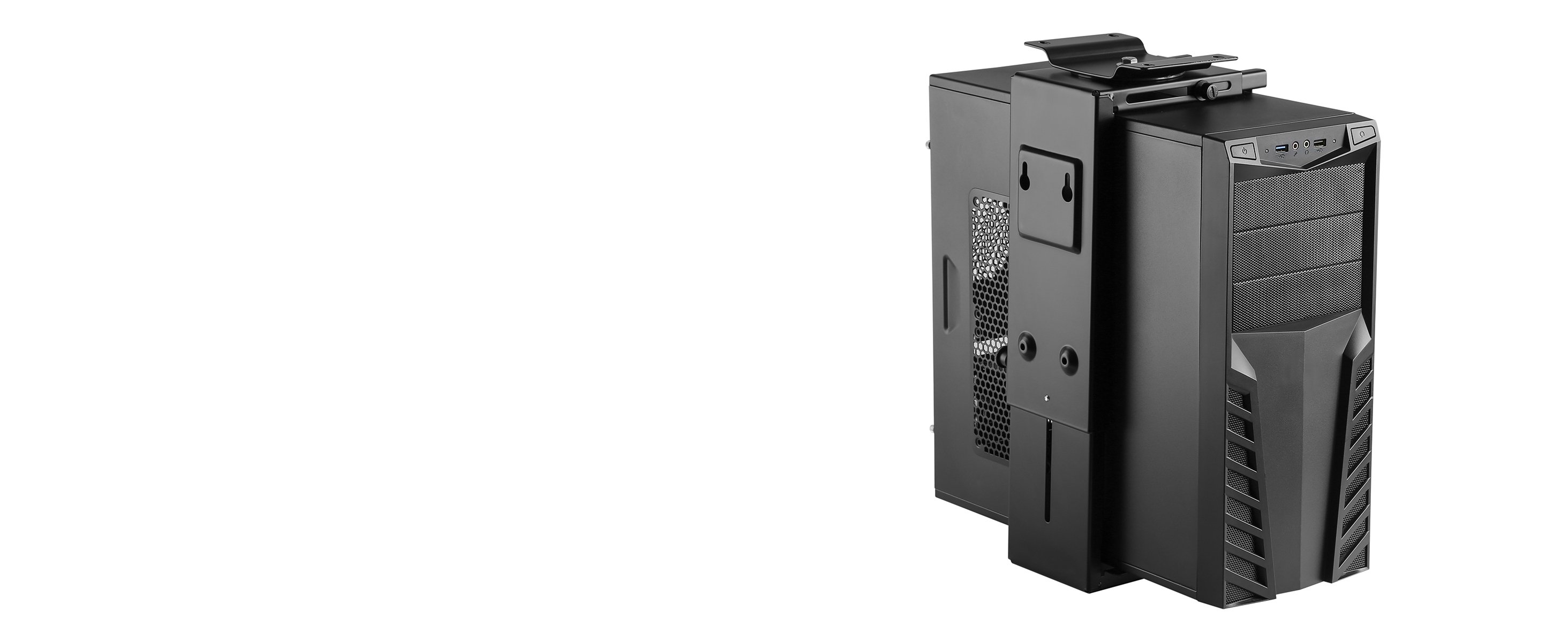 Adjustable Under Desk PC Mount and CPU Holder Wall Mount