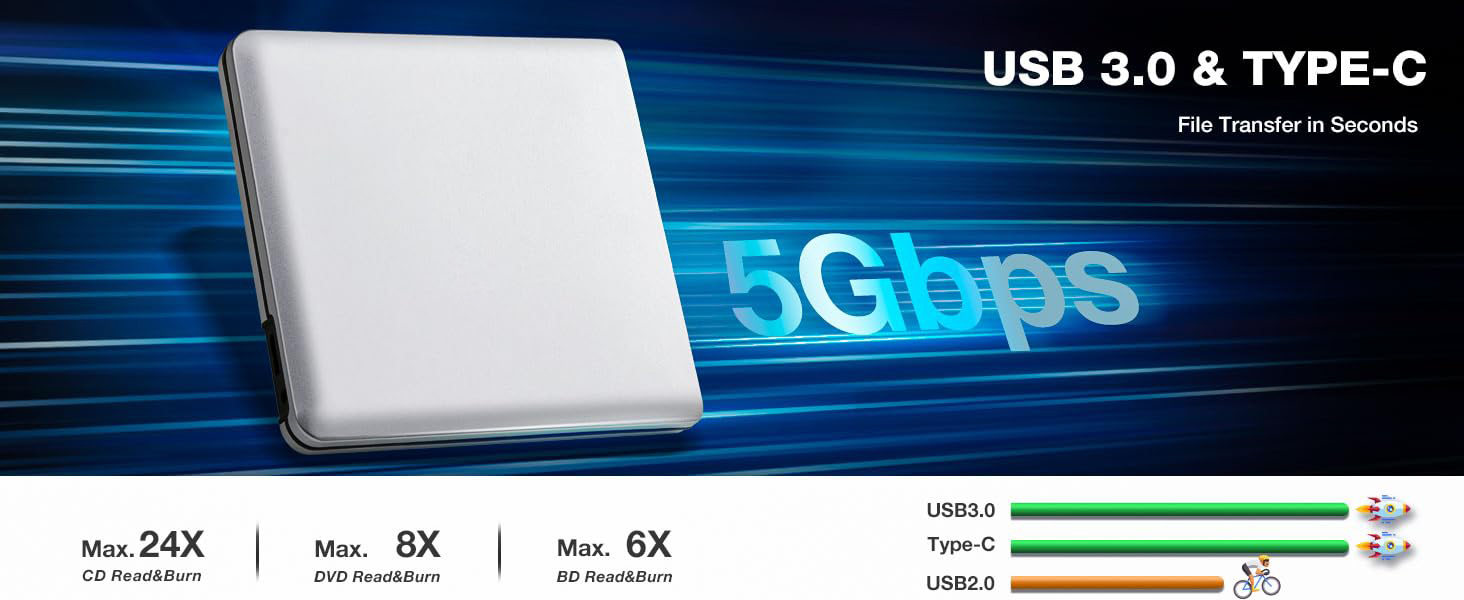 Aluminum External Blu Ray Drive