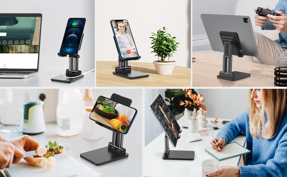 Double Tube Adjustable Desktop Tablet Mobile Phone Holder Stand