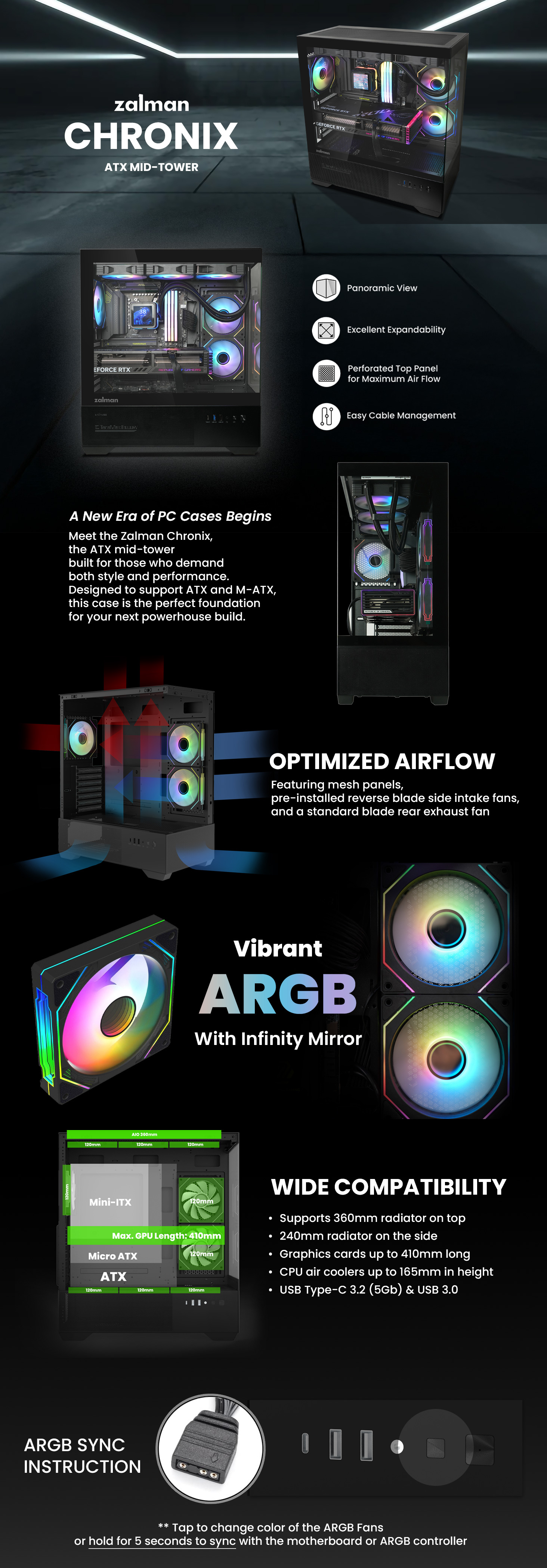 zalman chronix atx mid tower pc case