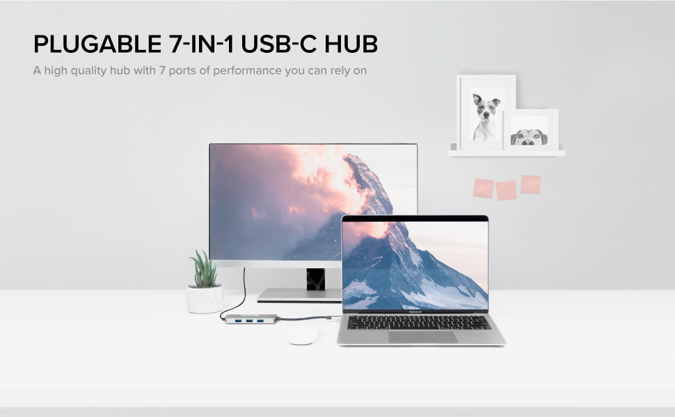Plugable 7-in-1 USB-C Hub, A high quality hub with 7 ports of performance you can rely on