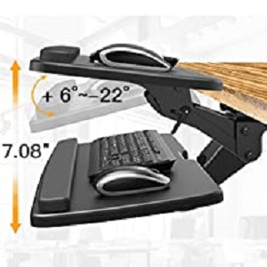 ERGEAR Keyboard Tray Under Desk,360 Adjustable Ergonomic Sliding Keyboard &  Mouse Tray, 25 W x 9.8 D, Black 