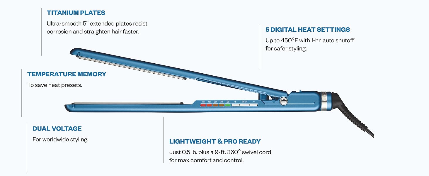 BaBylissPRO BNT4172T Nano Titanium 1-inch Digital Ultra-Thin Flat Iron
