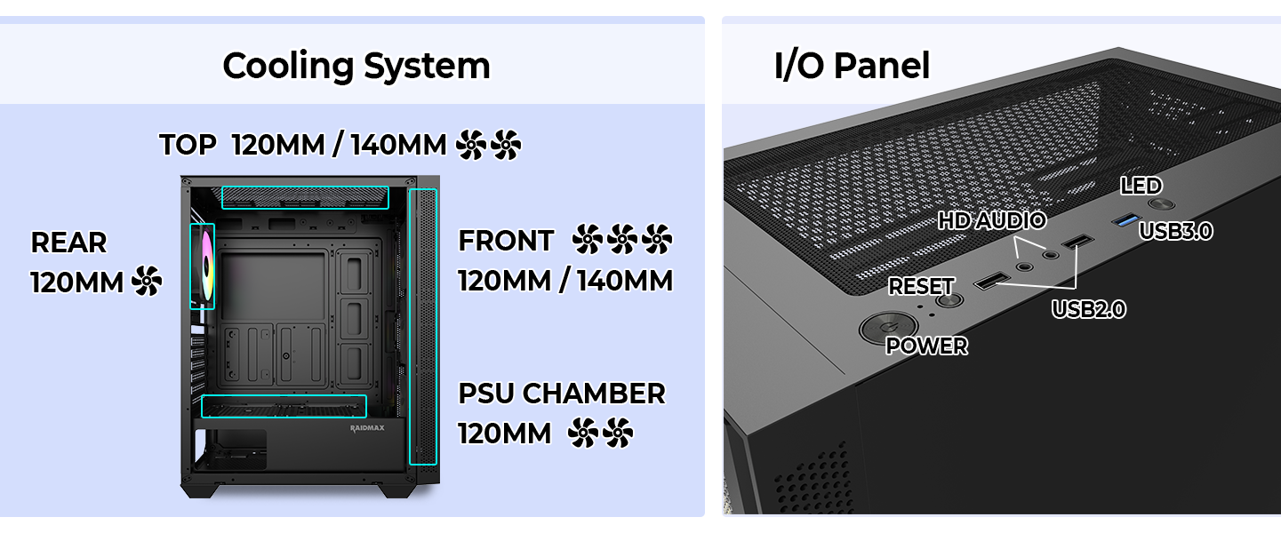 v217 mesh intake airflow argb fans