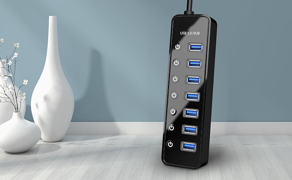 USB hub, 7 USB 3.0 data ports +1 USB smart charging port  With this atolla USB 3.0 hub, you can inst