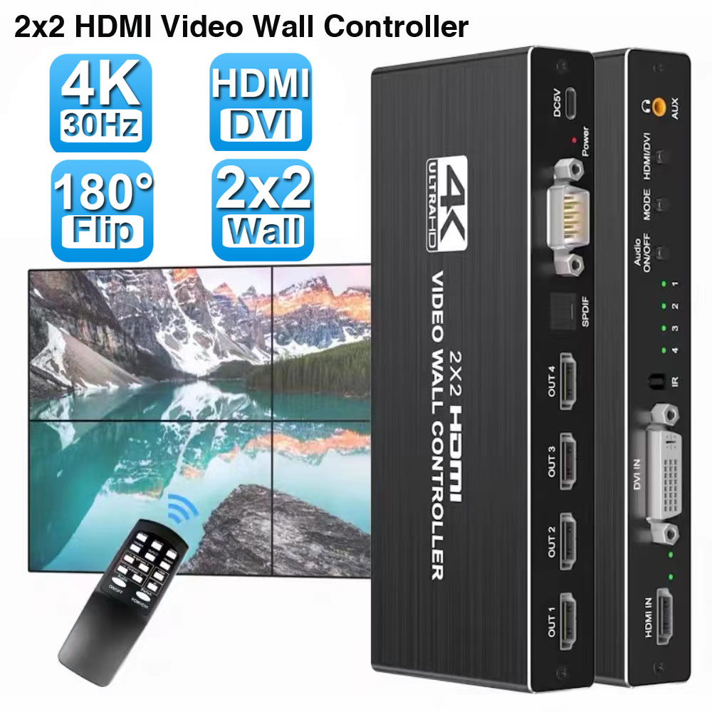 BIT-MSE-4K60-104PRO 4K60Hz 2x2 1x4 4x1 1x3 3x1 Video Wall Controller  HDMI/DP 2 Inputs 4 Outputs