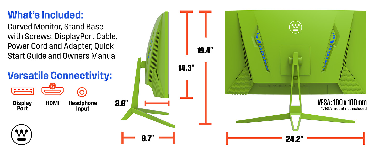 Westinghouse WC27RX6250G Green Full HD Curved Gaming Monitor