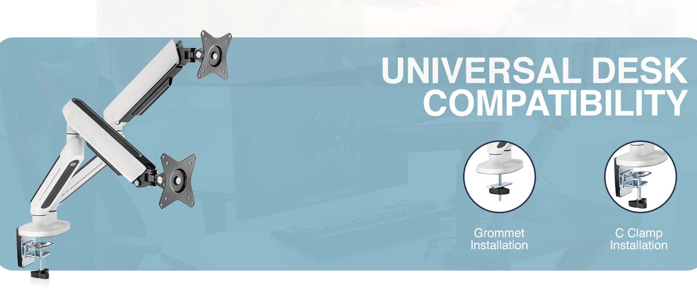 dual LED monitor arm, screen mount with lighting, mechanical spring monitor stand