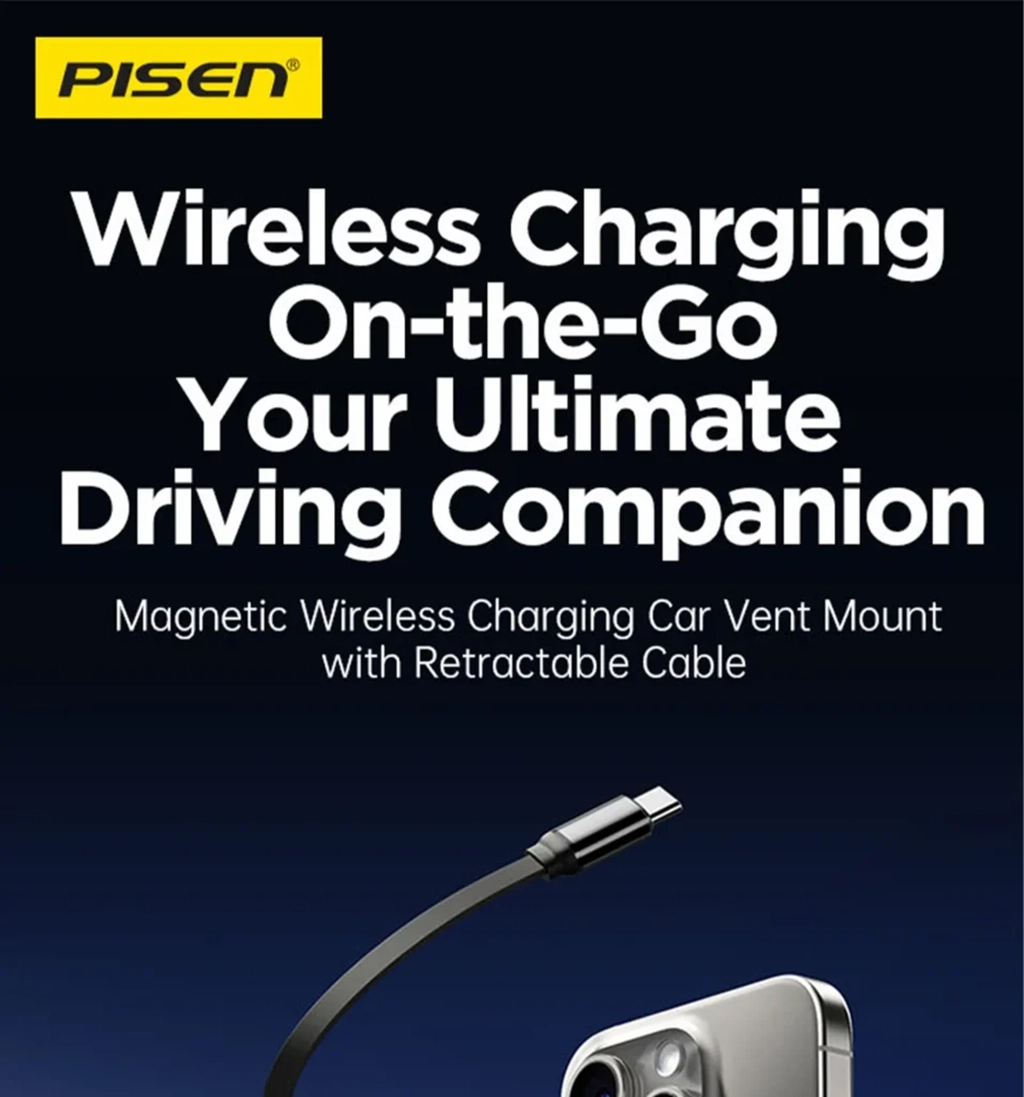 Pisen TP-C85 Mag Depot Telescopic 15W Wireless Car Mount Charger