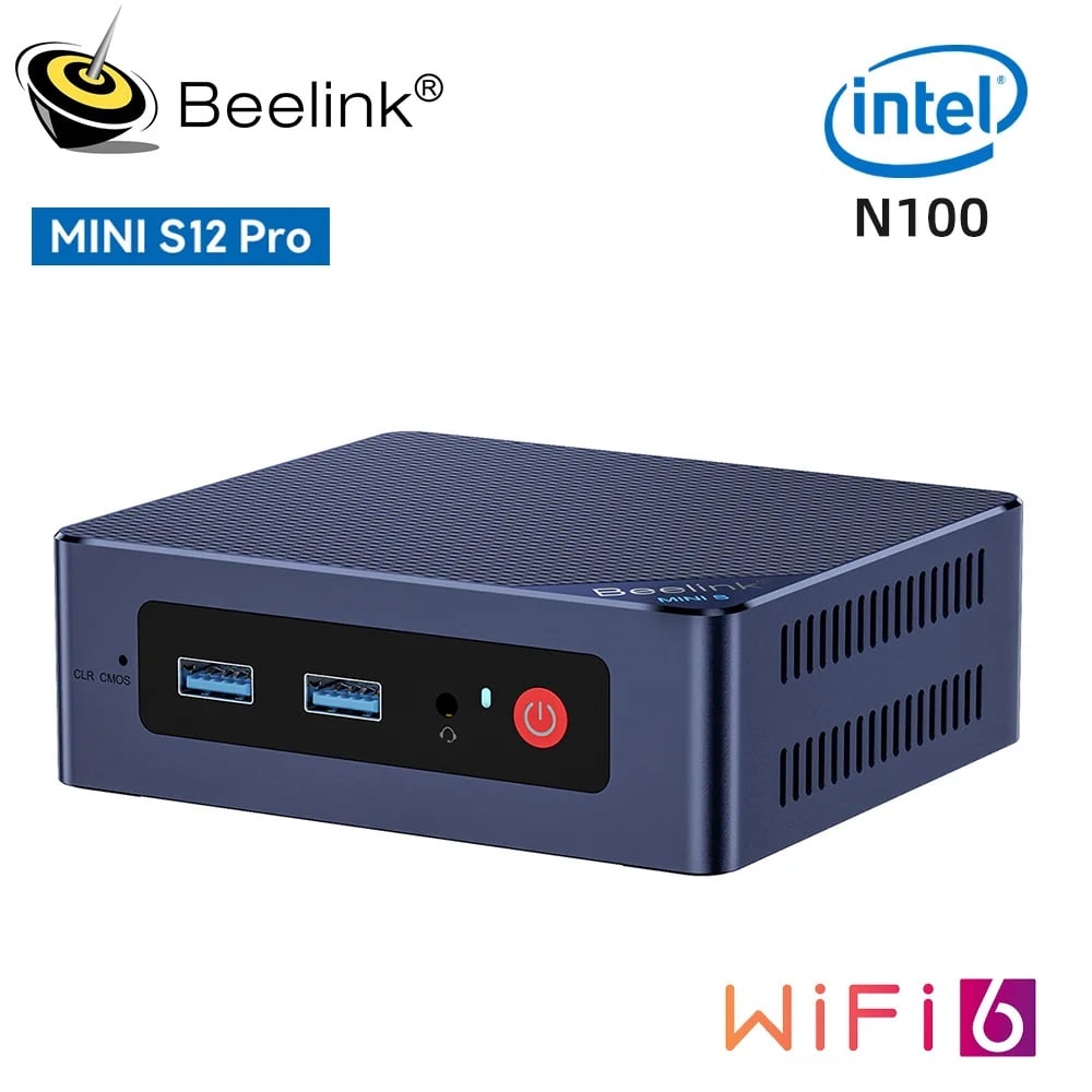 Beelink Mini S12 Pro Intel N100 (Up to 3.4GHz), 16GB DDR4 RAM 500GB NVME  SSD, Intel UHD Graphics, Windows 10 Pro, Dual HDMI/WiFi 6/BT 5.2 