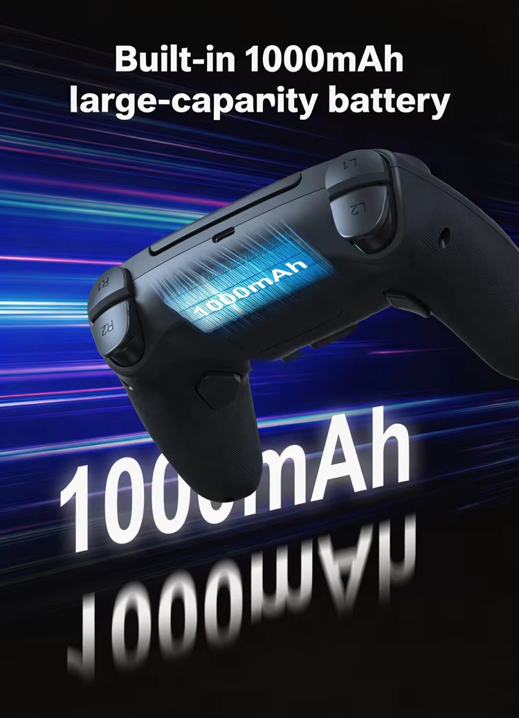 Built-in 1000mAh large-capacity battery keeps you gaming longer without constant recharging.