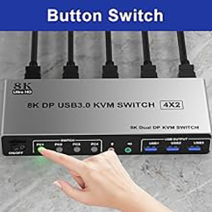 Switch by Panel button Push-button design allows for one-touch switching using a button on the KVM S